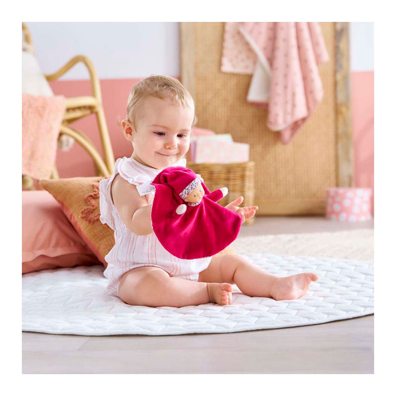 Afbeelding laden in galerijviewer, Corolle knuffeldoek roze grenadine baby knuffelpopje 17cm zacht speelgoed.