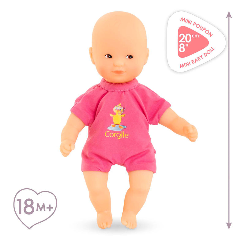 Afbeelding laden in galerijviewer, Corolle babypop badspeelgoed roze 20cm - mini bain popje voor waterpret.