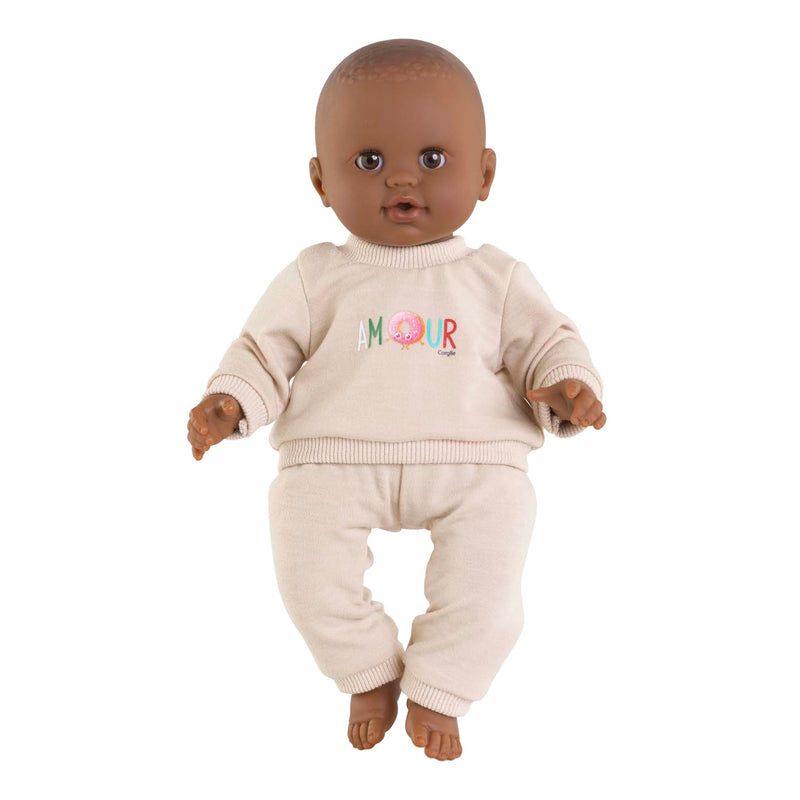 Afbeelding laden in galerijviewer, Corolle babypop trainingspak beige 36cm poppenkleding outfit.