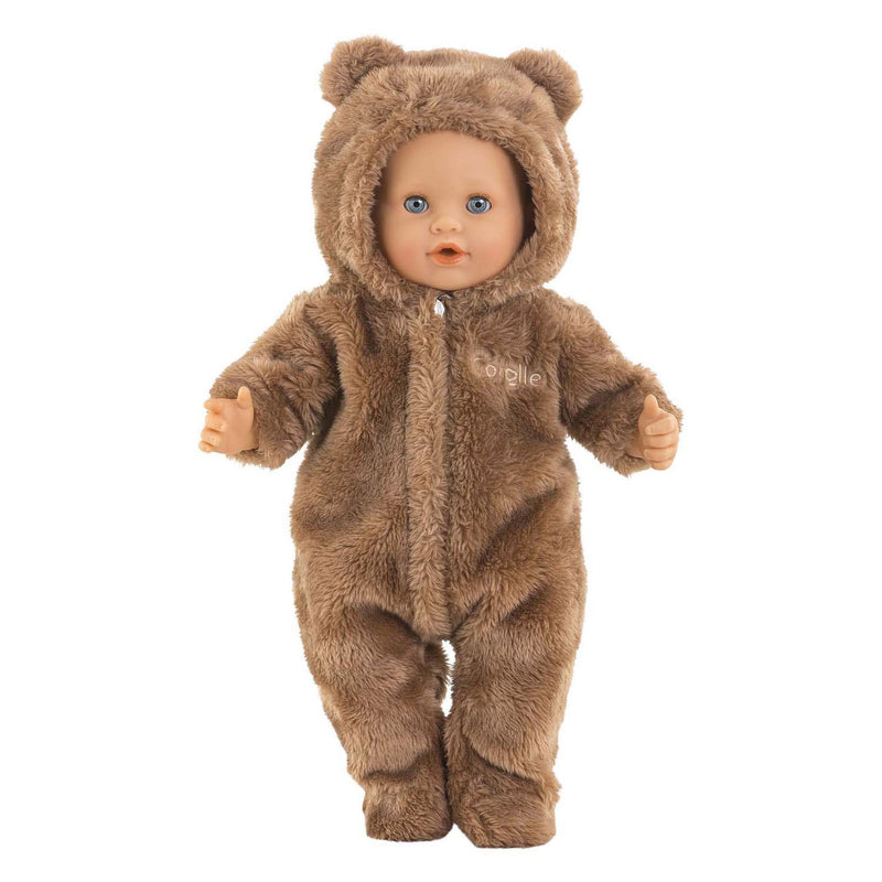 Afbeelding laden in galerijviewer, Corolle poppenkostuum bruin berenpakje 36cm zachte onesie.