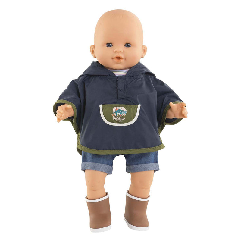 Afbeelding laden in galerijviewer, Corolle regenponcho poppenkostuum 36cm met capuchon en berenoortjes.
