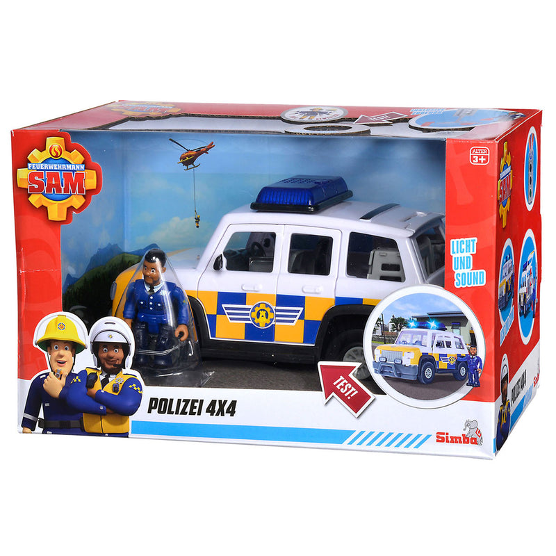 Afbeelding laden in galerijviewer, Simba brandweerman sam politieauto speelgoed met speelfiguur malcolm.
