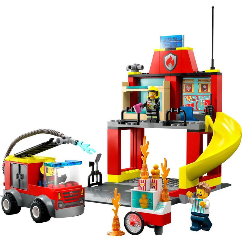 Afbeelding laden in galerijviewer, Lego City 60375 Brandweerkazerne en Brandweerwagen