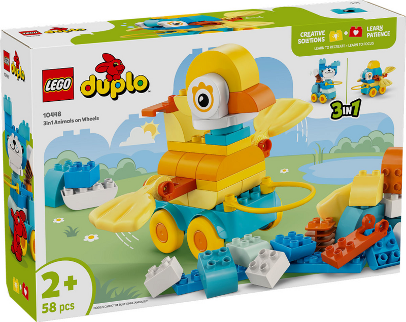 Afbeelding laden in galerijviewer, Lego duplo 10448 3-in-1 dieren op wielen peuterspeelgoed