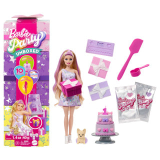 Afbeelding laden in galerijviewer, Barbie uitpakparty dierenverjaardag - pop met paarse highlights