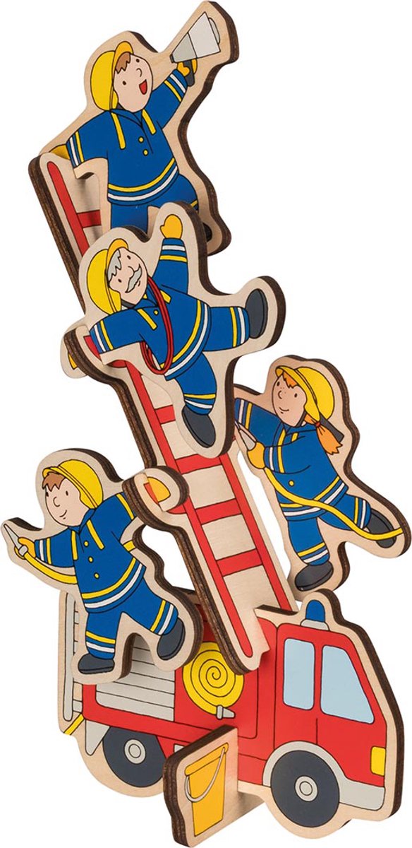 Afbeelding laden in galerijviewer, Goki puzzel: de brandweer 30x21x0,8cm, 9-delig, hout, puzzelstukjes blijven rechtop staan, 2+