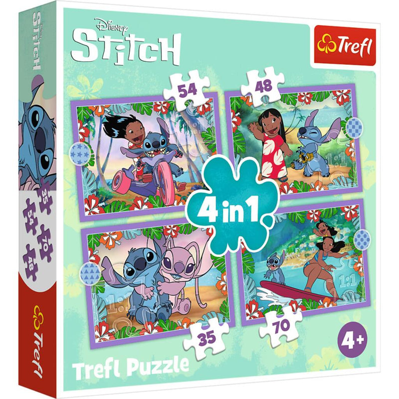 Afbeelding laden in galerijviewer, Trefl disney stitch 4in1 puzzel 35-70 stukjes