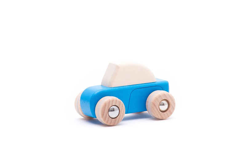 Afbeelding laden in galerijviewer, Bajo houten pullback auto blauw. 8,7x5,7