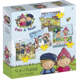 Afbeelding laden in galerijviewer, Bambolino fien en teun 4in1 puzzel 4-16 stukjes