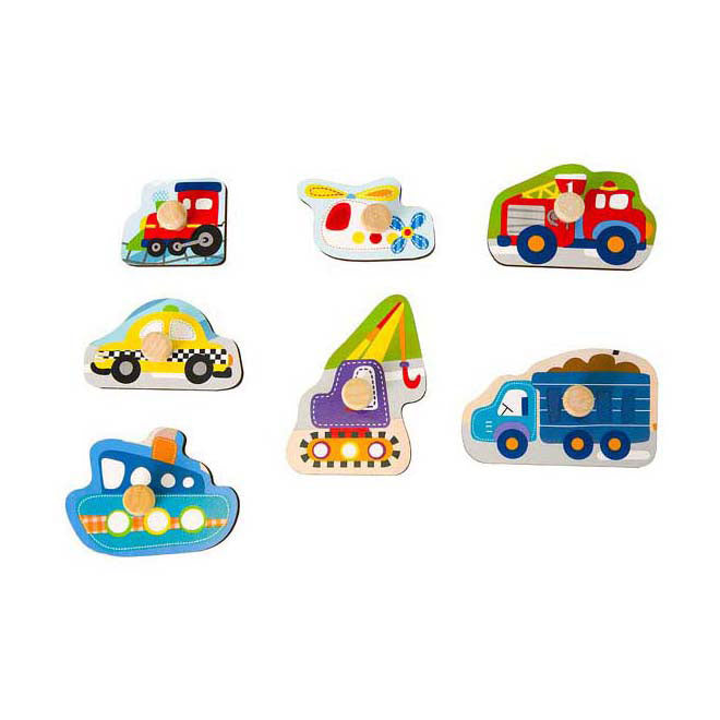 Afbeelding laden in galerijviewer, Classic world houten noppenpuzzel verkeer, 8st.
