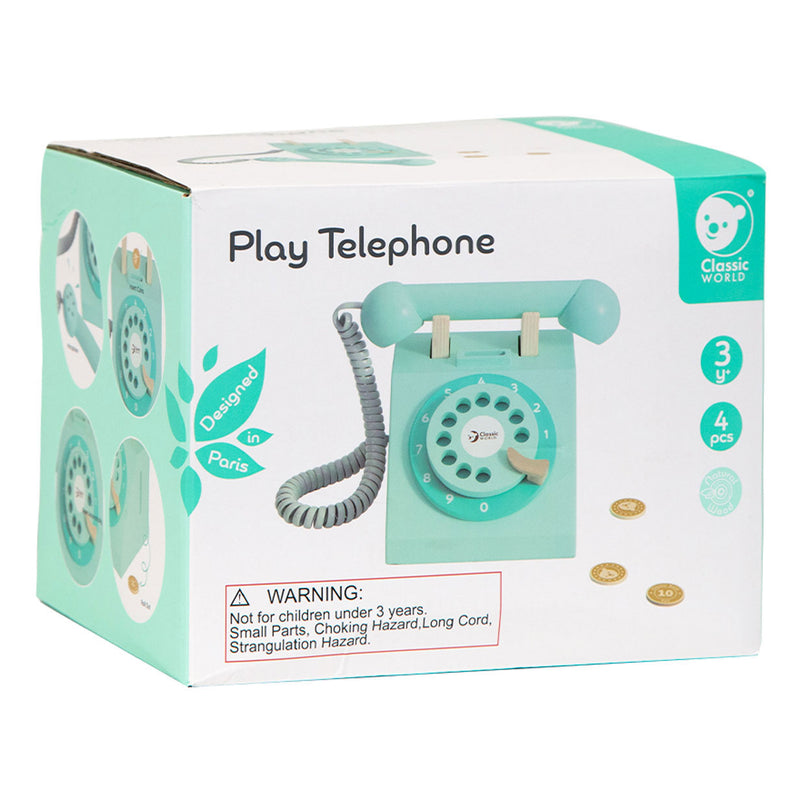 Afbeelding laden in galerijviewer, Classic world houten retro telefoon turquoise