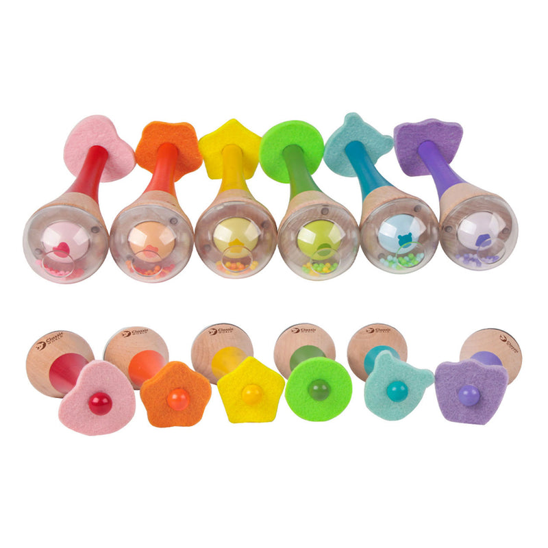 Afbeelding laden in galerijviewer, Classic world rammelaar 2 in 1 houten regenboog maracas instrument 1 st. - uni