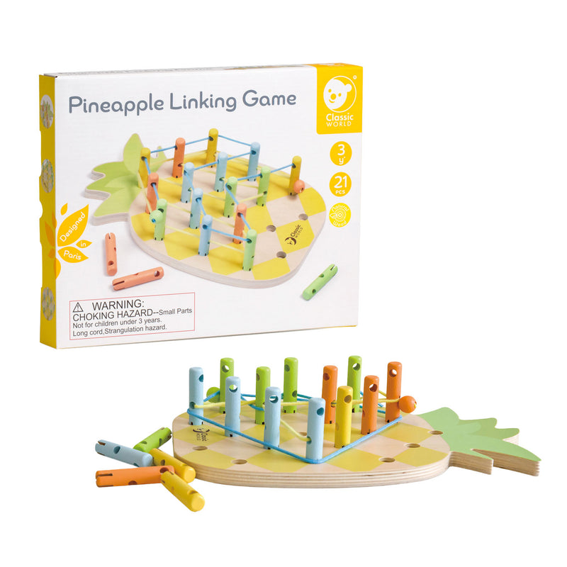 Afbeelding laden in galerijviewer, Classic world houten verbindingsspel ananas - educatief speelgoed 21-delig.