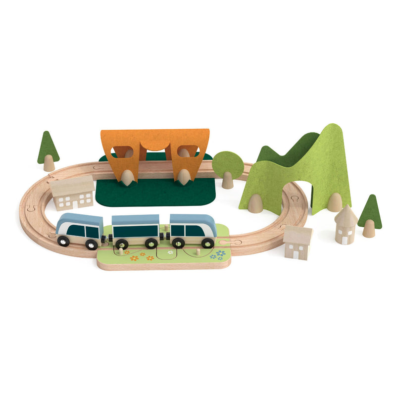 Afbeelding laden in galerijviewer, Classic world houten treinbaan speelset, 40dlg.