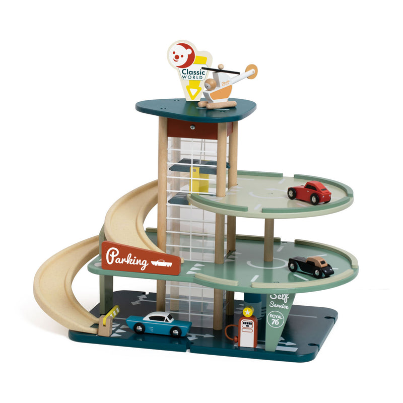 Afbeelding laden in galerijviewer, Classic world houten vintage garage speelgoed met auto's en lift, 11-delig.
