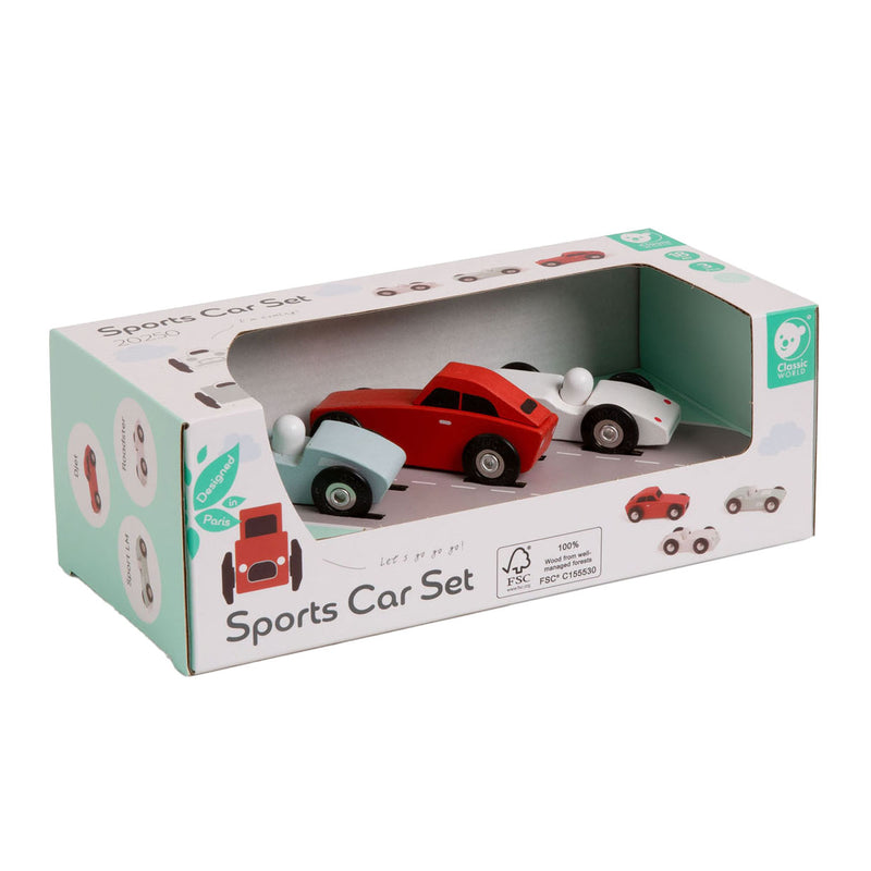 Afbeelding laden in galerijviewer, Classic world houten sportauto's set, 3st.