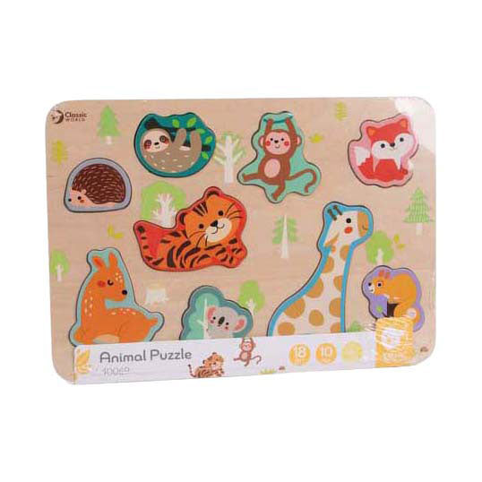 Afbeelding laden in galerijviewer, Classic world houten inlegpuzzel dieren puzzel, 10st.