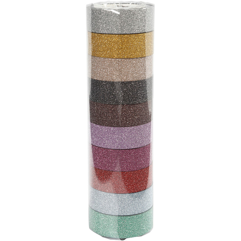 Afbeelding laden in galerijviewer, Creativ company glitter tape kleur,10st.