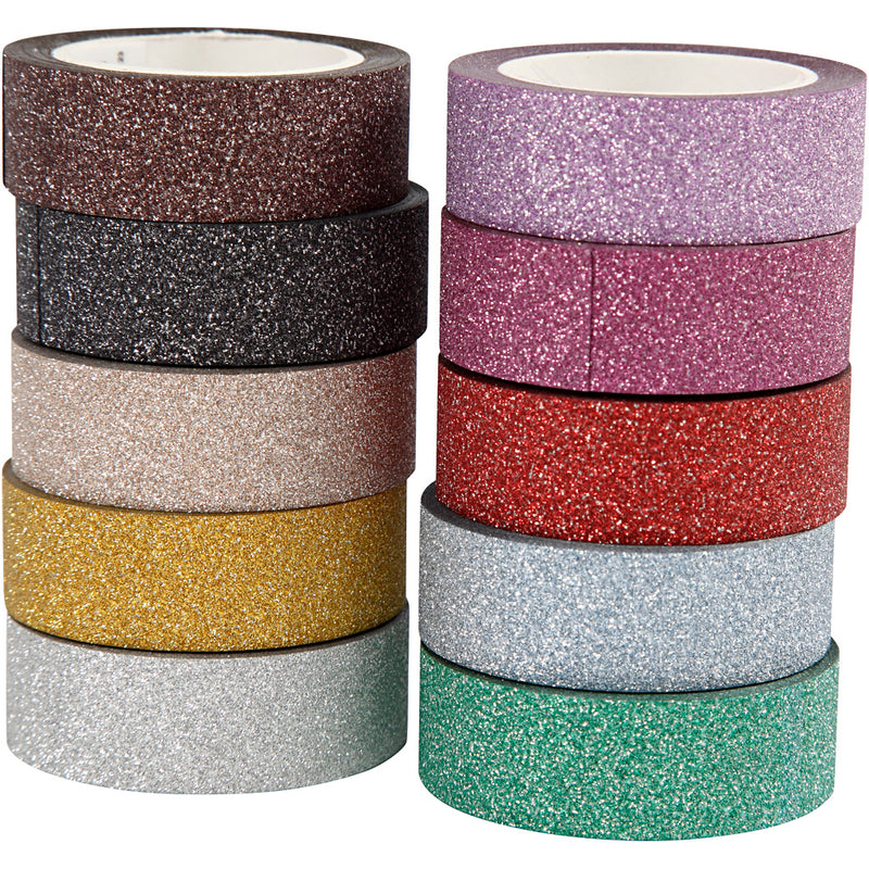 Afbeelding laden in galerijviewer, Creativ company glitter tape kleur,10st.