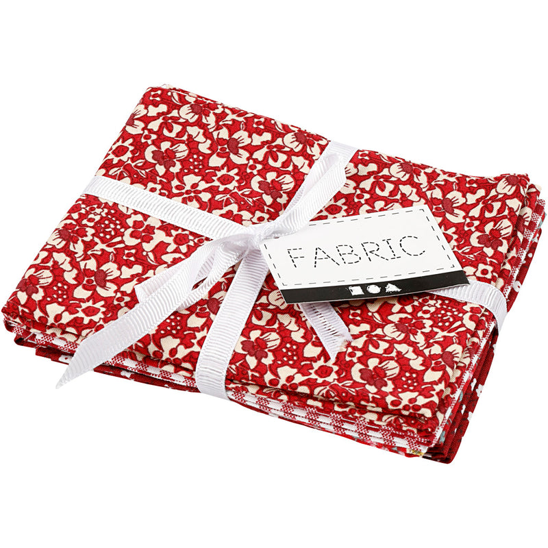 Afbeelding laden in galerijviewer, Creativ company patchwork stof rood 45x55cm, 4st.