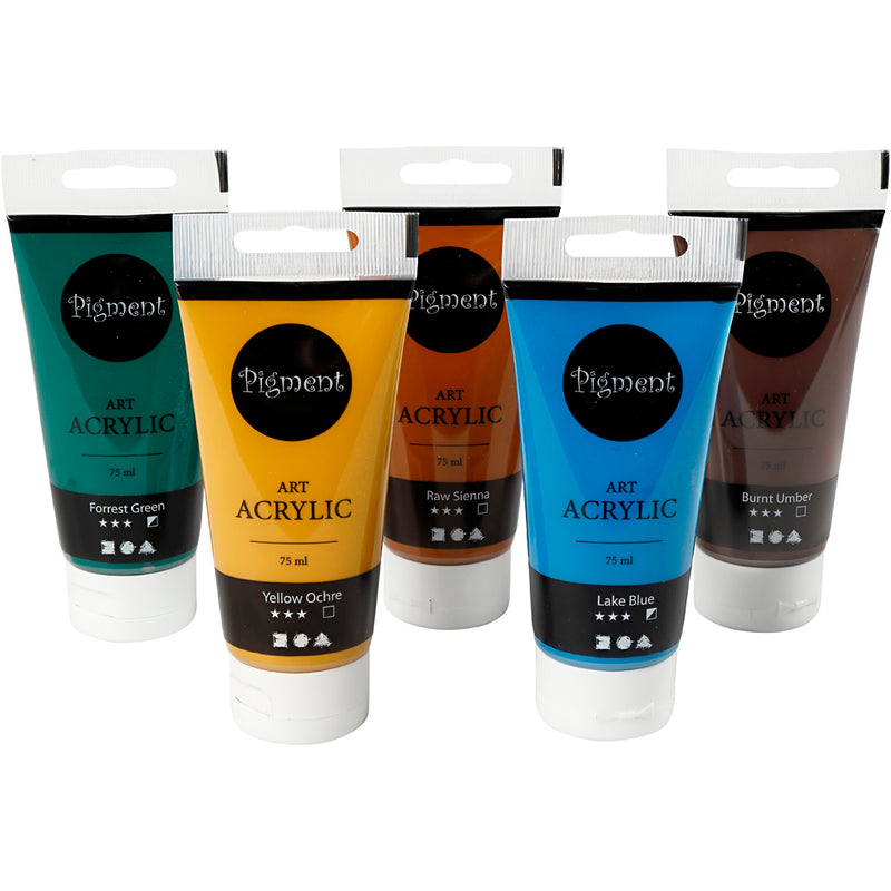 Afbeelding laden in galerijviewer, Creativ company pigment art acrylverf natuurlijke kleuren, 5x75ml