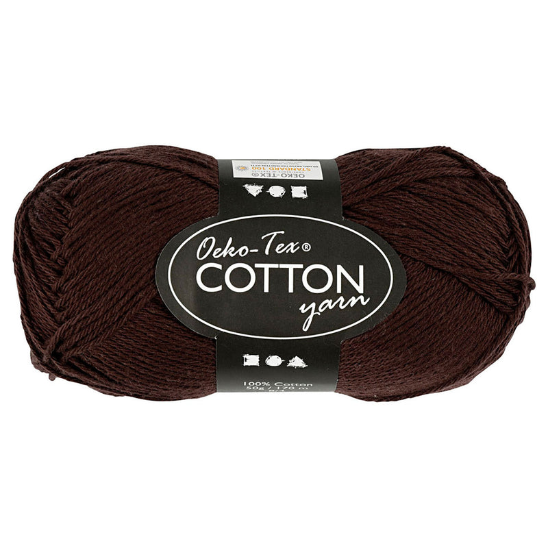 Afbeelding laden in galerijviewer, Creativ company katoengaren, donkerbruin, 50gr, 170m