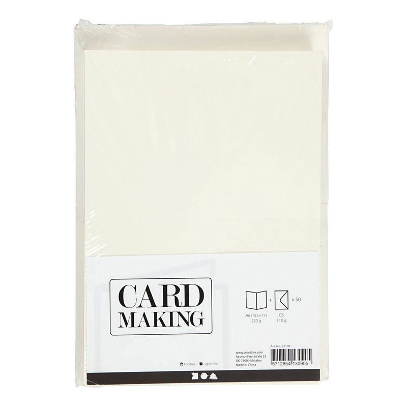 Afbeelding laden in galerijviewer, Creativ company kaarten en enveloppen off-white, 50 sets
