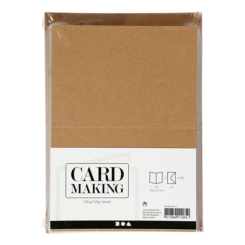 Afbeelding laden in galerijviewer, Creativ company kaarten en enveloppen naturel, 50 sets