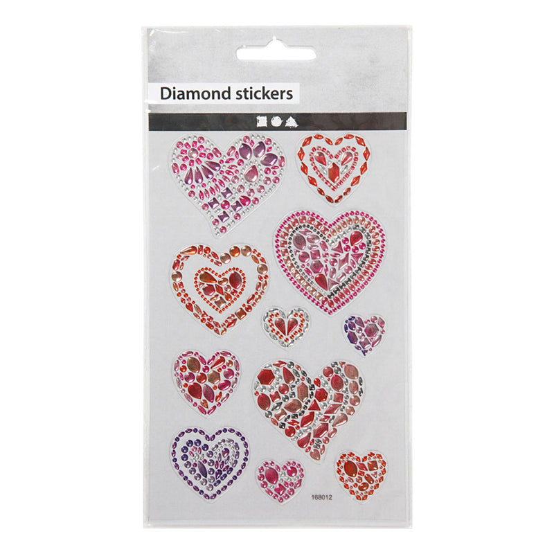 Afbeelding laden in galerijviewer, Creativ company diamond stickers - harten design - zelfklevende strass stickers - glanzende sierstickers - glitter decoratieve stickers - diy knutselen hobby - 1 vel