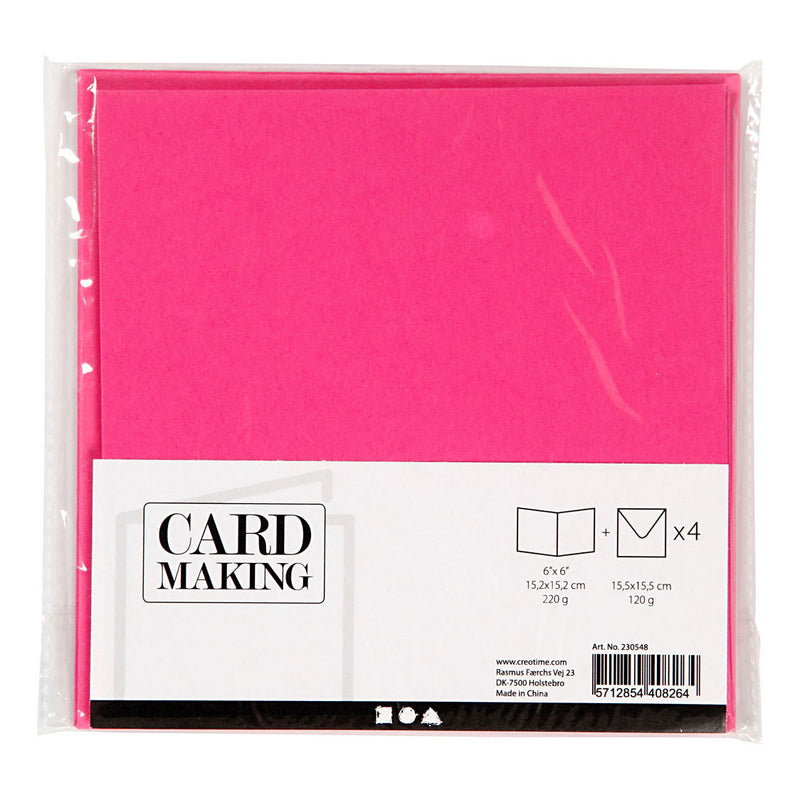 Afbeelding laden in galerijviewer, Creativ company kaarten en enveloppen donker roze, 4st.