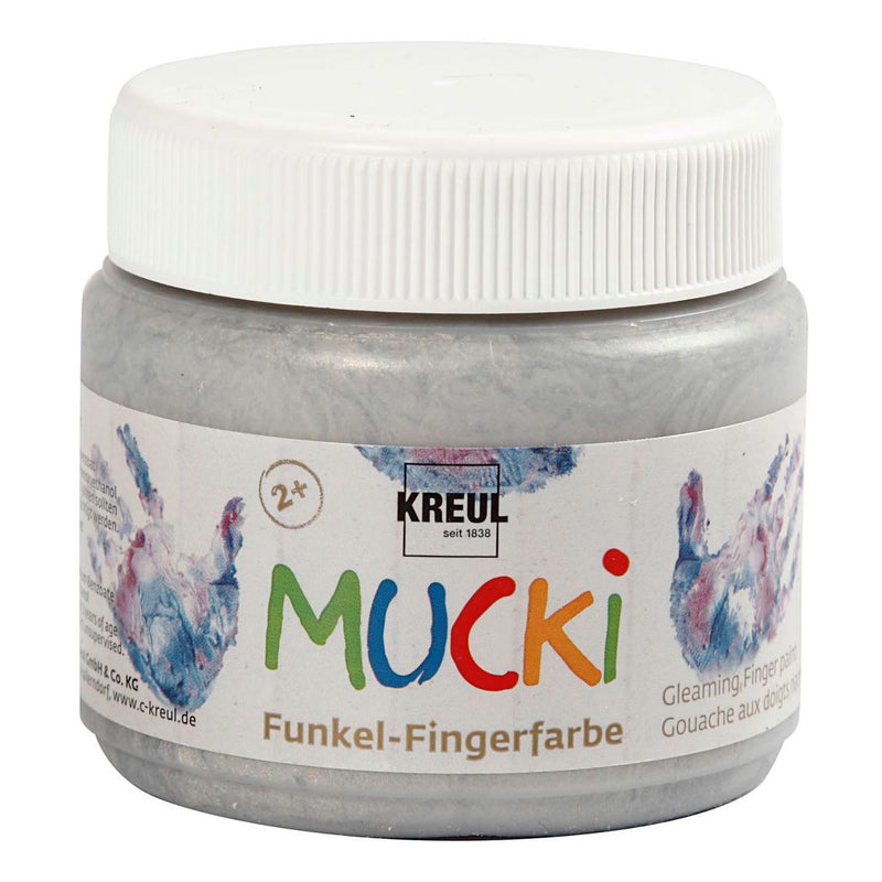 Afbeelding laden in galerijviewer, Creativ company mucki vingerverf - zilver metallic, 150ml