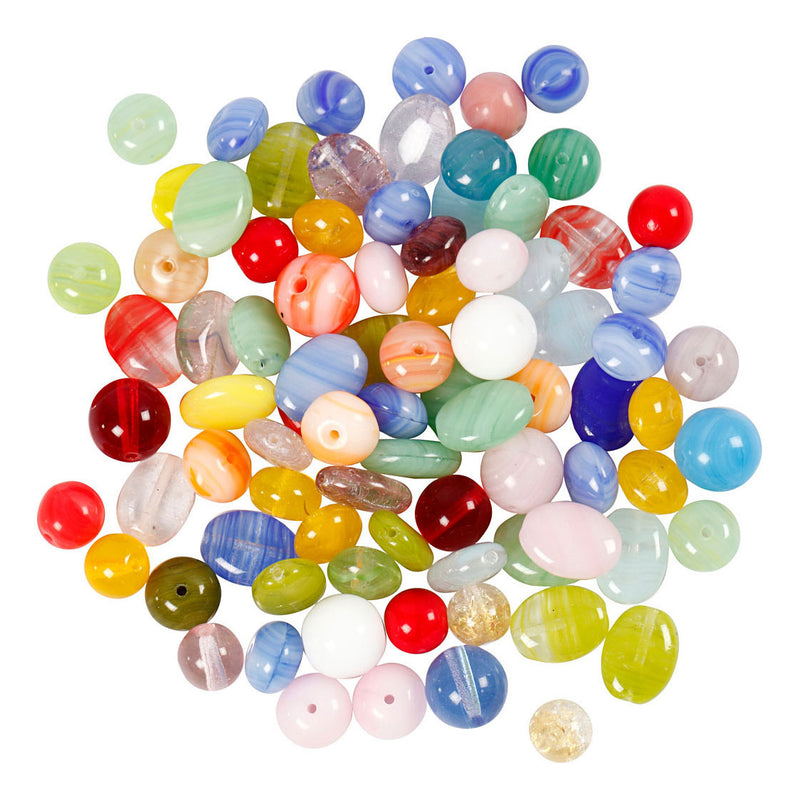 Afbeelding laden in galerijviewer, Creativ company glazen kralen divers rond, ovaal, cirkel, 60 gram