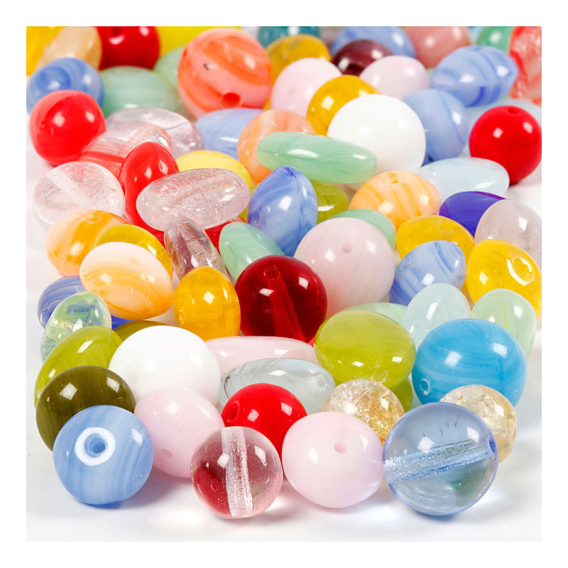 Afbeelding laden in galerijviewer, Creativ company glazen kralen divers rond, ovaal, cirkel, 60 gram