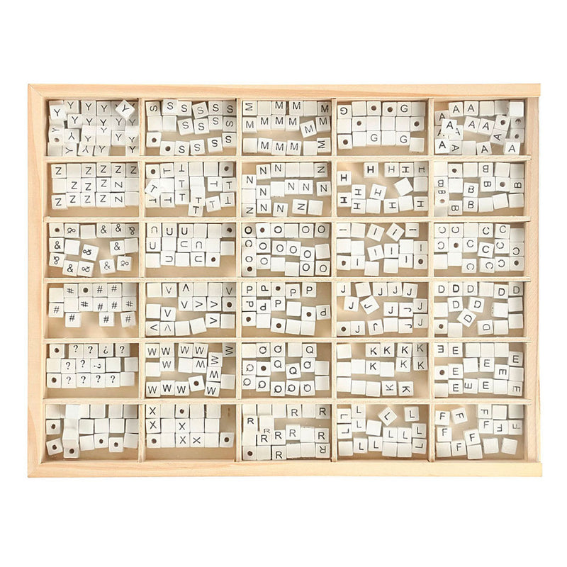 Afbeelding laden in galerijviewer, Creativ company houten letterkralen wit a-z, 750st.