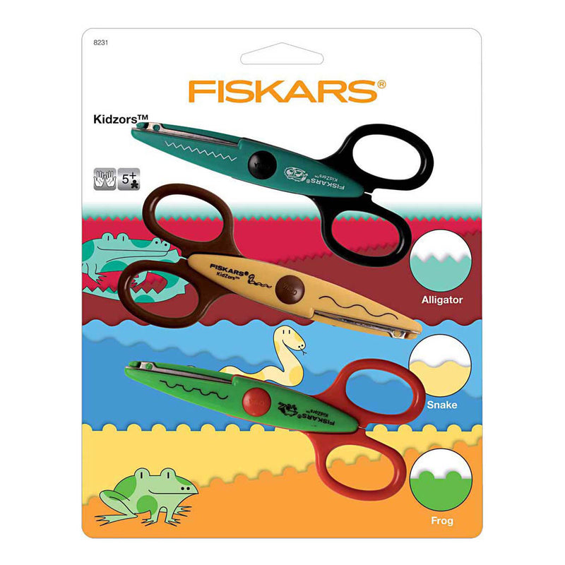 Afbeelding laden in galerijviewer, Creativ company fiskars kidzors kartelscharen krokodil slang kikker- 3st.