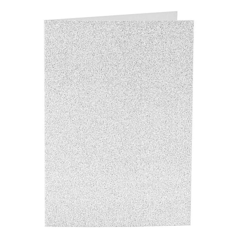 Afbeelding laden in galerijviewer, Creativ company kaarten en enveloppen 10,5x15cm glitter zilver - 4st.
