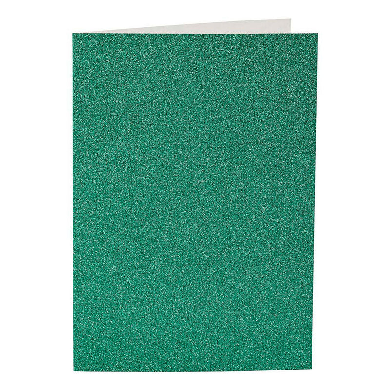 Afbeelding laden in galerijviewer, Creativ company kaarten en enveloppen 10,5x15cm glitter groen - 4st.