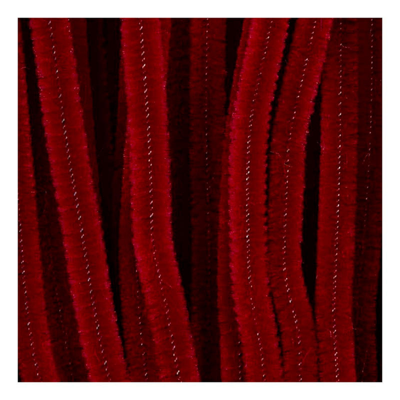 Afbeelding laden in galerijviewer, Creativ company chenilledraad knutselmateriaal donkerrood 50 stuks 6mm x 30cm.