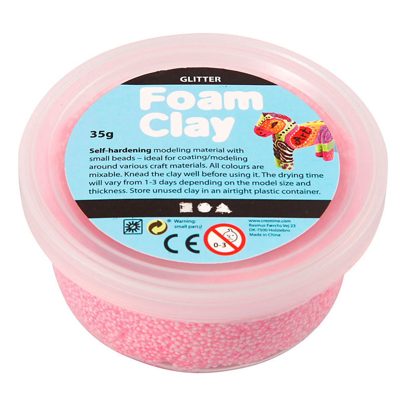 Afbeelding laden in galerijviewer, Creativ company foam clay glitter lichtrood - 35gr.