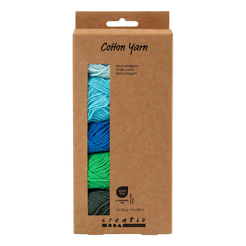 Afbeelding laden in galerijviewer, Creativ company katoengaren blauw groen - 5x50m