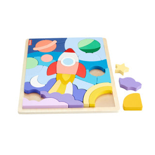 Afbeelding laden in galerijviewer, Fisher-price houten ruimteblokkenpuzzel - vormenpuzzel