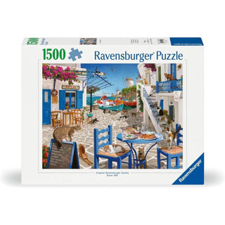 Afbeelding laden in galerijviewer, Ravensburger puzzel katten mykonos 1500 stukjes legpuzzel.