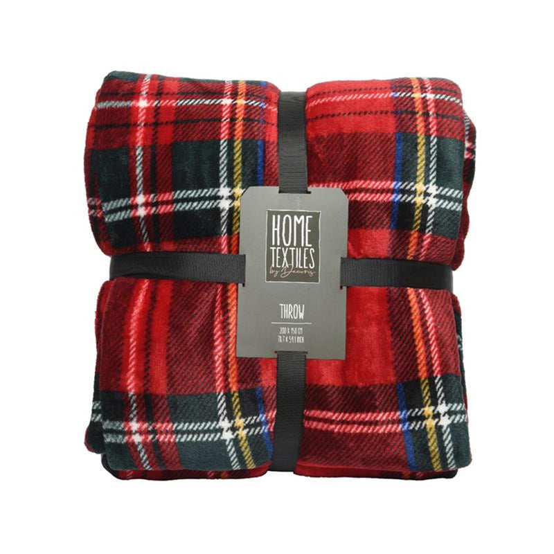 Afbeelding laden in galerijviewer, Decoris plaid polyester flanel ruit 150x200cm