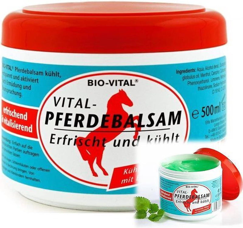 Afbeelding laden in galerijviewer, Bio-vital paardenbalsem gel met eucalyptusolie pot a 500ml