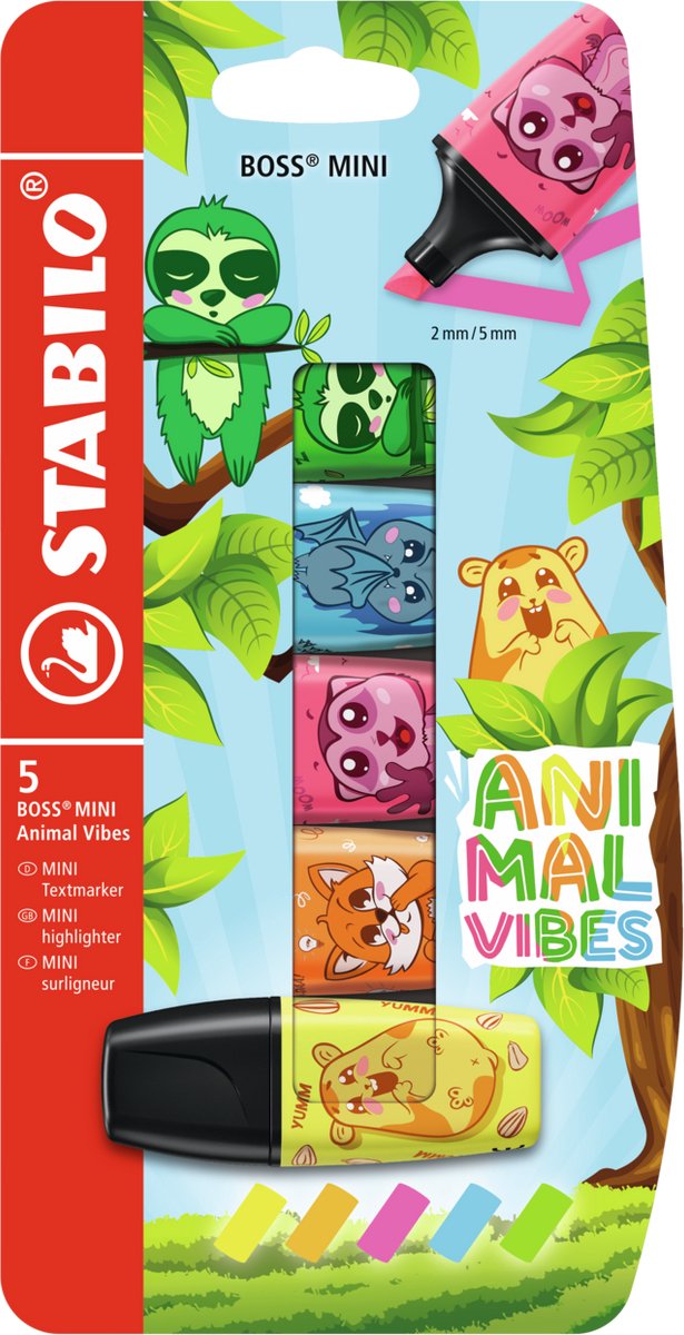 Afbeelding laden in galerijviewer, Stabilo boss mini - markeerstift - animal vibes - etui met 5 kleuren