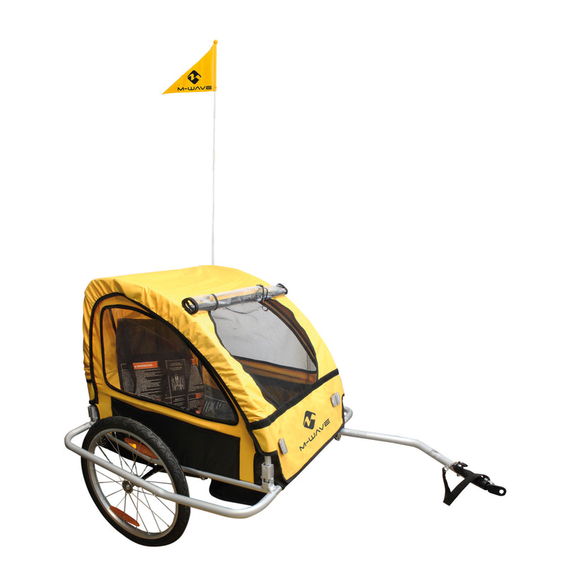 Afbeelding laden in galerijviewer, M-Wave Kinder Fietsaanhangwagen - Vouwbaar, 20 Wielen, Reflectoren, Regenbescherming, Blauw