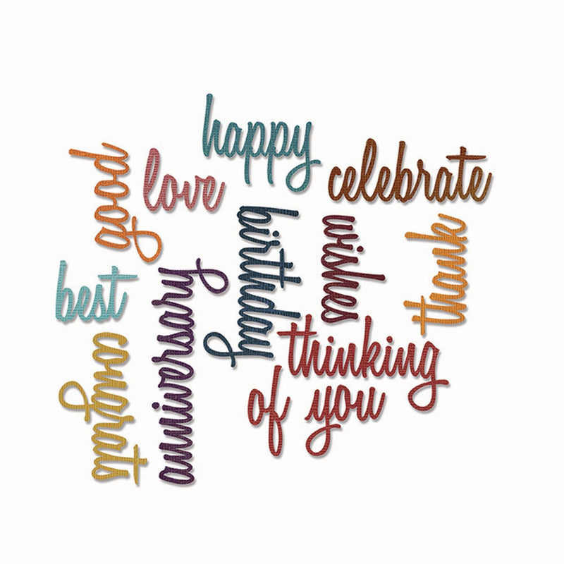 Afbeelding laden in galerijviewer, Sizzix • tim holtz thinlits die set celebration words script 13pcs