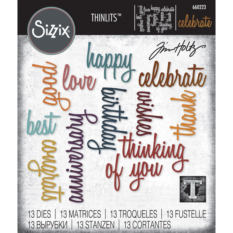 Afbeelding laden in galerijviewer, Sizzix • tim holtz thinlits die set celebration words script 13pcs