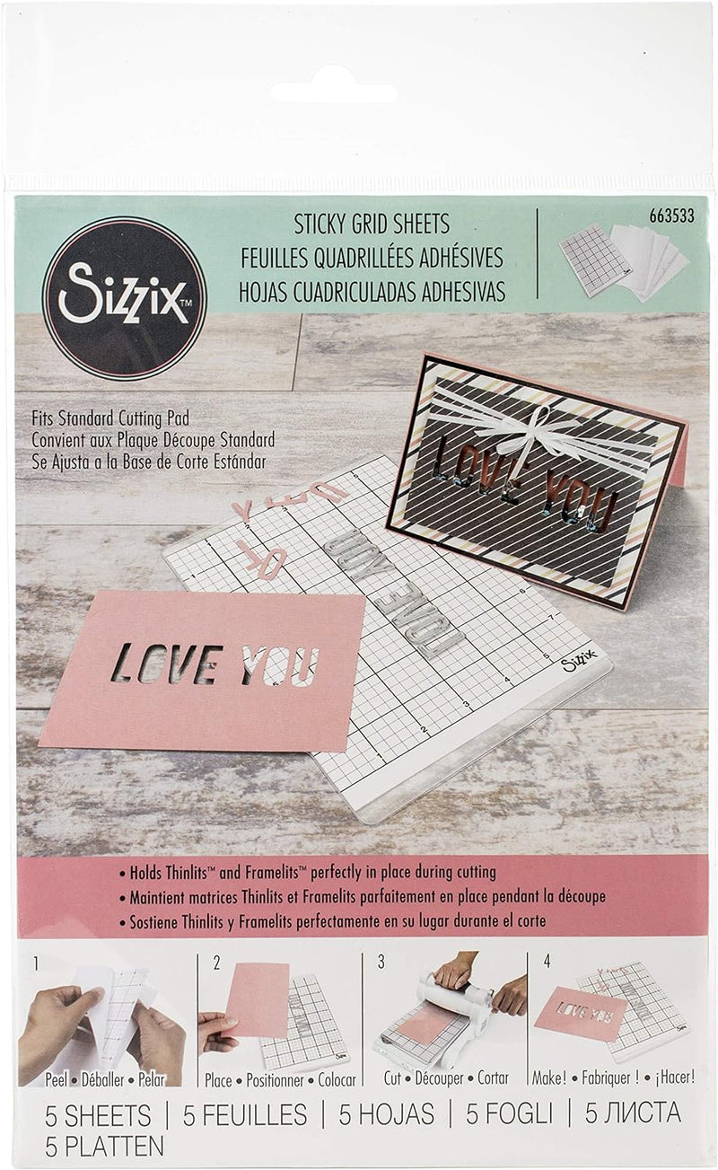 Afbeelding laden in galerijviewer, Sizzix • sticky grid sheets 15,24x21,59cm 5pieces