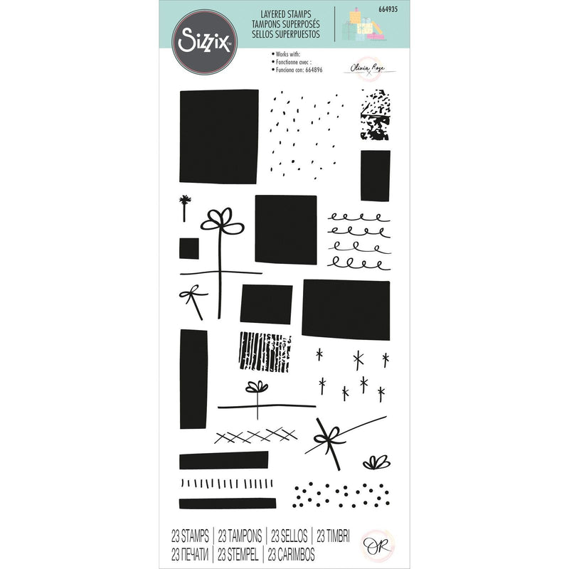 Afbeelding laden in galerijviewer, Sizzix • layered clear stamps giftwrap 23pcs
